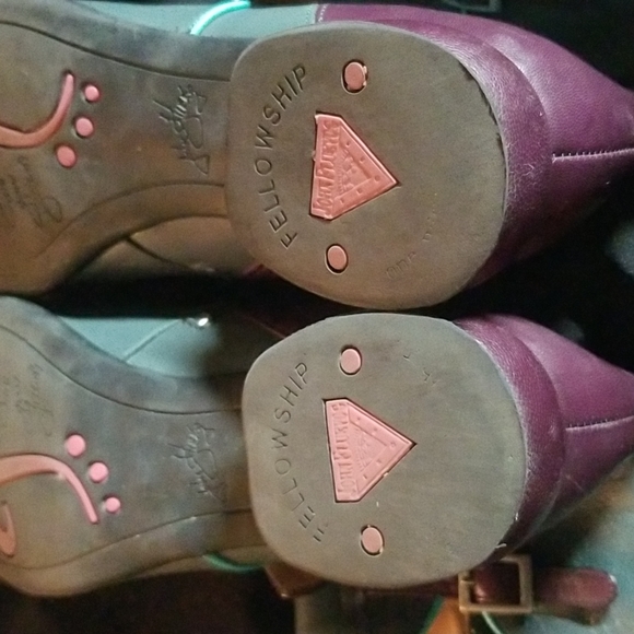 JOHN Fluevog FELLOWSHIPS EMMA LEATHER GUM BOOT Purple/ teal sz. 8.5 - Picture 8 of 16